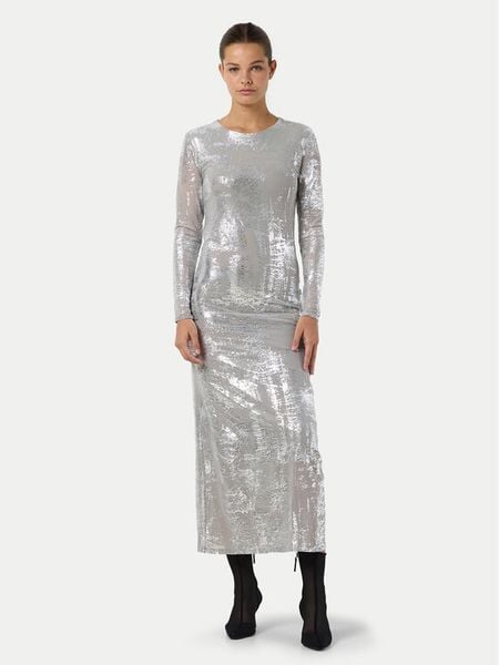 Noisy May Sukienka koktajlowa Lucia 27031914 Srebrny Regular Fit. Szare sukienki damskie Noisy May, l, bez wzorów, z syntetyku, wizytowe, bez kołnierzyka, bez ramiączek. Za 89.99 zł.