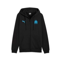 Bluza z kapturem z zamkiem OM FL 2025/26. Czarne bluzy męskie Puma, bez wzorów, sportowe, bez ramiączek, z kapturem. Za 296.50 zł.
