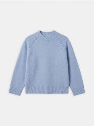 Sweter z półgolfem z domieszką wełny - niebieski. Niebieskie swetry nierozpinane damskie Sinsay, l, bez wzorów, z wełny, bez kołnierzyka, bez ramiączek. Za 59.99 zł.
