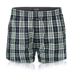 Męskie Bokserki Bawełniane - Pako Jeans - Granatowo-Zielona Kratka. Niebieskie bokserki męskie Pako Jeans, bez wzorów, z bawełny. Za 33.00 zł.