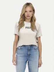 ONLY T-Shirt Lucy 15307412 Écru Regular Fit. T-shirty damskie ONLY, m, bez wzorów, z bawełny, bez kołnierzyka, bez ramiączek. Za 49.99 zł.