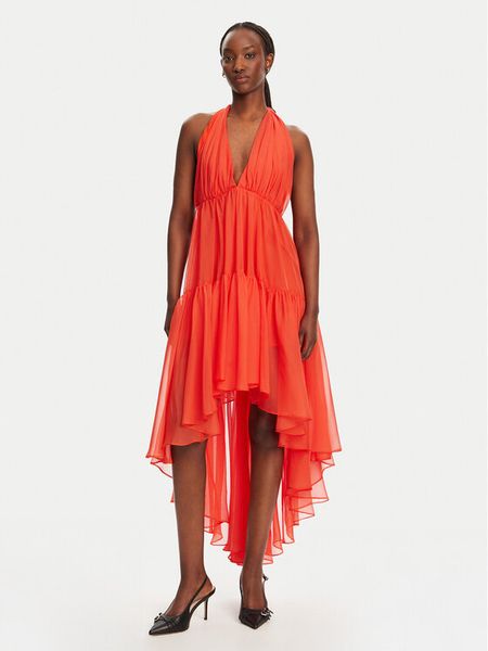 Bardot Sukienka koktajlowa Leona 59861DB Koralowy Regular Fit. Pomarańczowe sukienki damskie Bardot, bez wzorów, z syntetyku, wizytowe, bez kołnierzyka, bez ramiączek. Za 379.99 zł.