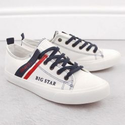 Trampki niskie męskie tekstylne białe Big Star LL174005. Białe buty sportowe męskie BIG STAR, bez wzorów, z materiału, klasyczne, bez zapięcia. Za 94.50 zł.