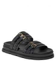 Pollini Klapki SA28054G1ITK100A Czarny. Czarne klapki damskie Pollini, bez wzorów, ze skóry, bez obcasa, bez zapięcia. Za 1,619.00 zł.