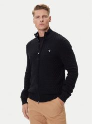 Gant Kardigan 8030263 Czarny Regular Fit. Czarne swetry męskie GANT, l, bez wzorów, z bawełny, bez kołnierzyka, bez ramiączek. Za 579.99 zł.
