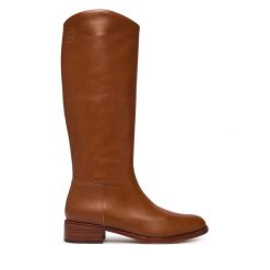 Kozaki LAUREN RALPH LAUREN. Brązowe kozaki damskie Lauren Ralph Lauren, bez wzorów, bez obcasa, na płaskiej podeszwie, bez zapięcia. Za 1,599.00 zł.