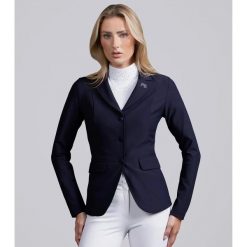 Kurtka konkursowa Premier Equine Crystello. Niebieskie kurtki sportowe męskie PREMIER EQUINE, bez wzorów, z materiału, bez kaptura, do jazdy konnej. Za 690.50 zł.