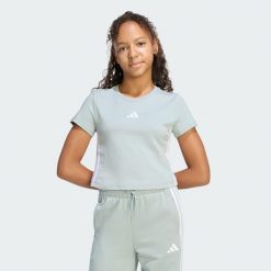 Koszulka Essentials. Białe bluzki damskie Adidas, bez wzorów, z bawełny, sportowe, bez kołnierzyka, bez ramiączek. Za 79.95 zł.