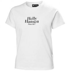 Koszulka sportowa damska Helly Hansen Core Graphic. Białe koszulki sportowe damskie Helly Hansen, xs, bez wzorów, z bawełny, bez ramiączek. W wyprzedaży za 95.65 zł.