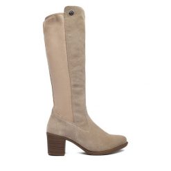 Kozaki Rieker. Szare kozaki damskie Rieker, bez wzorów, bez obcasa, na słupku, bez zapięcia. Za 459.99 zł.