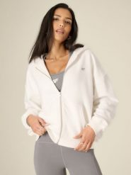 4F Bluza loose z kapturem damska - biała S. Białe bluzy damskie 4F, s, bez wzorów, z dzianiny, bez ramiączek, z kapturem. Za 179.99 zł.