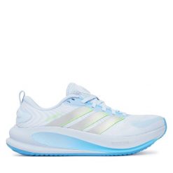 Buty do biegania adidas. Niebieskie obuwie sportowe damskie Adidas, bez wzorów, bez zapięcia, do biegania. Za 399.99 zł.