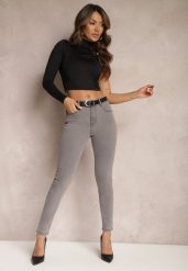 Szare Jeansy High Waist o Fasonie Regular Hildelitha. Szare jeansy damskie Renee, bez wzorów, z jeansu, z podwyższonym stanem. Za 49.99 zł.