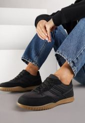 Czarne Sneakersy Tenisówki z Geometrycznym Motywem Fesindia. Czarne trampki i tenisówki damskie Renee, bez wzorów, z jeansu, bez zapięcia. Za 89.99 zł.
