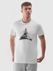 4F T-shirt regular z nadrukiem męski - biały XL. Białe t-shirty męskie 4F, m, bez wzorów, z bawełny, bez kołnierzyka, bez ramiączek. W wyprzedaży za 39.99 zł.