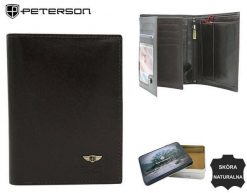 Portfel męski skórzany PETERSON PTN 22311-VT czarny. Czarne portfele męskie Peterson, bez wzorów. Za 101.99 zł.