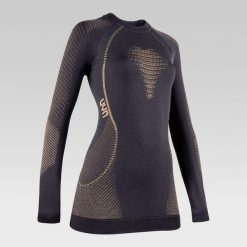 Bluza damska UYN Cashmere Shiny 2.0 UW Shirt LS Round Neck. Czarne bielizna sportowa damska UYN, bez wzorów, bez ramiączek, bez kaptura. Za 539.99 zł.