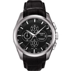 PROMOCJA ZEGAREK TISSOT T- CLASSIC T035.627.16.051.00. Czarne zegarki męskie TISSOT, bez wzorów, z materiału, ze stali. W wyprzedaży za 2,728.01 zł.