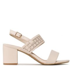 Sandały Clara Barson. Brązowe sandały damskie Clara Barson, bez wzorów, bez obcasa, na słupku, bez zapięcia. Za 119.99 zł.