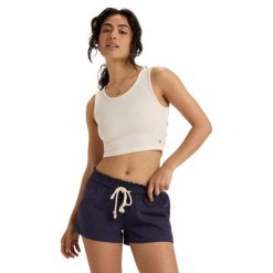 Dla Kobiety OCEANSIDE Niebieski. Niebieskie szorty damskie Roxy, bez wzorów, ze lnu, z obniżonym stanem. Za 149.99 zł.