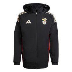 Kurtka dresowa Benfica Lizbona Tiro 25. Czarne kurtki męskie Adidas, bez wzorów, z dresówki, sportowe, bez kaptura. W wyprzedaży za 404.05 zł.