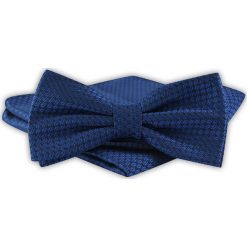 Mucha Męska z Poszetką - Alties - Ciemnoniebieska w Regularny Wzór. Niebieskie krawaty i muchy Alties, bez wzorów, eleganckie. Za 44.00 zł.
