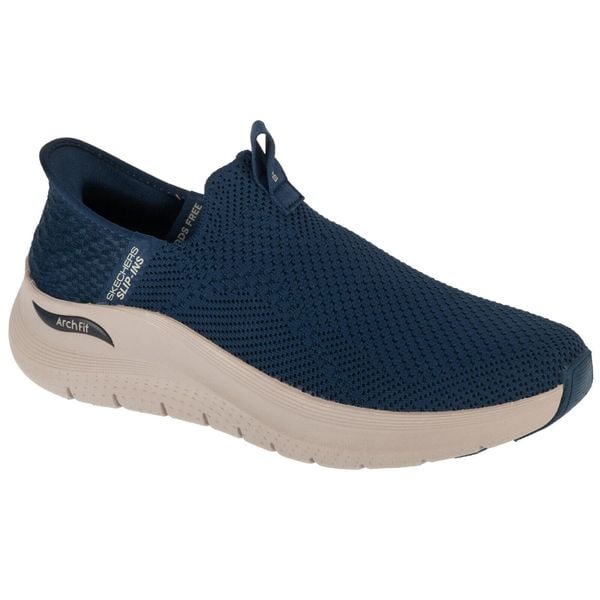Buty sportowe męskie, Slip-ins: Arch Fit 2.0 - Crayn. Niebieskie buty sportowe męskie Skechers, bez wzorów, bez zapięcia. Za 449.99 zł.