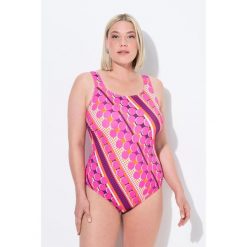 Damski Strój kąpielowy kropki bez miękkich miseczek okrągły dekolt. Czerwone stroje kąpielowe damskie Ulla Popken, plus size, bez wzorów, z elastanu. Za 195.99 zł.