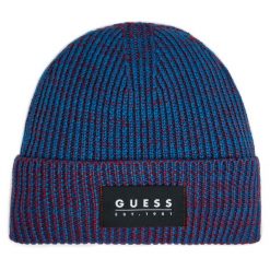Czapka Guess. Niebieskie czapki męskie Guess, na zimę, z aplikacjami. Za 169.99 zł.