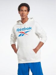 Reebok Bluza Identity Stacked Logo H54805 Biały Regular Fit. Białe bluzy męskie Reebok, m, bez wzorów, z bawełny, bez ramiączek, bez kaptura. Za 149.99 zł.