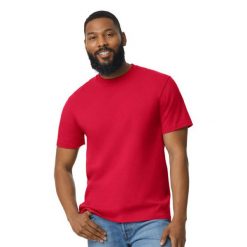 Koszulka Unisex Dla Dorosłych Softstyle Midweight. Czerwone bluzki damskie GILDAN, l, bez wzorów, sportowe, bez kołnierzyka, bez ramiączek. Za 44.99 zł.