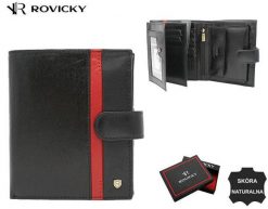 Portfel skórzany Rovicky 22316L-RVTP czarny. Czarne portfele męskie ROVICKY, bez wzorów, ze skóry. Za 109.99 zł.