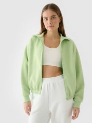 4F Bluza crop top rozpinana bez kaptura damska - zielona S. Zielone bluzy damskie 4F, s, bez wzorów, z bawełny, klasyczne, bez ramiączek, bez kaptura. W wyprzedaży za 79.99 zł.