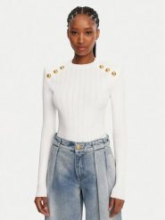 Balmain Sweter DF1KD001KB07 Biały Regular Fit. Białe swetry nierozpinane damskie Balmain, bez wzorów, z wiskozy, bez kołnierzyka, bez ramiączek. Za 4,679.00 zł.