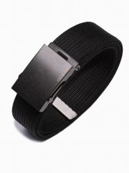 Pasek męski parciany z metalową klamrą - czarny A376 - uniwersalny. Czarne paski męskie Ombre Clothing. Za 41.99 zł.