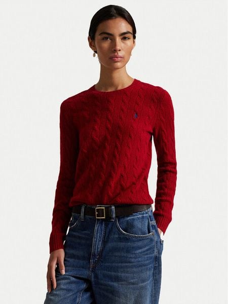 Polo Ralph Lauren Sweter 211971865013 Czerwony Slim Fit. Czerwone swetry nierozpinane damskie Polo Ralph Lauren, m, bez wzorów, z wełny, bez kołnierzyka, bez ramiączek. Za 989.99 zł.