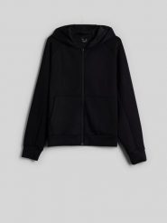 4F Bluza dresowa regular z kapturem damska - czarna XL. Czarne bluzy damskie 4F, xl, bez wzorów, z dresówki, bez ramiączek, z kapturem. Za 169.99 zł.
