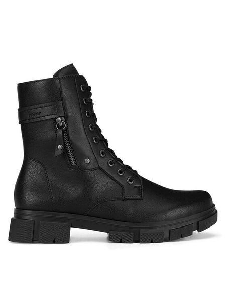 Rieker Trzewiki Y7113-00 Czarny. Czarne botki damskie Rieker, bez wzorów, ze skóry, bez obcasa, na płaskiej podeszwie, bez zapięcia. Za 299.99 zł.