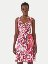 Morgan Sukienka letnia 261-RANNIE Różowy Regular Fit. Czerwone sukienki damskie Morgan, na lato, bez wzorów, z syntetyku, bez kołnierzyka, bez ramiączek. Za 279.99 zł.