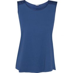Top DEHA EASY. Niebieskie topy damskie Deha, bez wzorów, z tkaniny, bez kołnierzyka, bez ramiączek. W wyprzedaży za 69.00 zł.