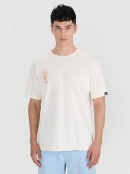 4F T-shirt oversize z nadrukiem męski - biały XL. Białe t-shirty męskie 4F, m, bez wzorów, z bawełny, bez kołnierzyka, bez ramiączek. W wyprzedaży za 59.99 zł.