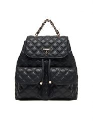 Guess Plecak Giully II HWQG96 73330 Czarny. Czarne plecaki damskie Guess, z aplikacjami, ze skóry. Za 489.99 zł.