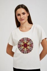 T-shirt z nardukiem biały. Białe t-shirty damskie MOODO, s, bez wzorów, bez kołnierzyka, bez ramiączek. W wyprzedaży za 19.99 zł.