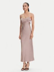 Guess Sukienka wieczorowa W5YK35 WHEZ2 Beżowy Slim Fit. Brązowe sukienki damskie Guess, xs, z aplikacjami, z wiskozy, wizytowe, bez kołnierzyka, bez ramiączek. Za 389.99 zł.