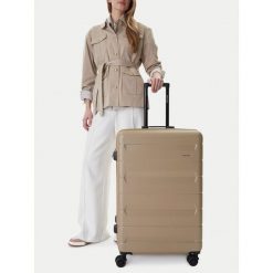 Walizka duża GINO ROSSI. Brązowe walizki damskie Gino Rossi, bez wzorów, duże. Za 349.99 zł.