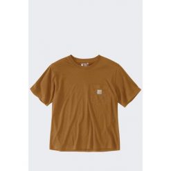 Koszulka damska bawełniana z kieszonką Carhartt Lightweight. Brązowe bluzki damskie Carhartt, l, bez wzorów, z bawełny, sportowe, bez kołnierzyka, bez ramiączek. Za 123.99 zł.