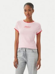 Tommy Hilfiger T-Shirt Logo Graphic Ringer WW0WW49245 Różowy jasny Slim Fit. Czerwone t-shirty damskie Tommy Hilfiger, xl, bez wzorów, z bawełny, bez kołnierzyka, bez ramiączek. Za 209.99 zł.