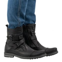 Olivier Buty męskie sztyblety skórzane 82KZ czarne. Czarne botki męskie bez wzorów, ze skóry, militarne, bez obcasa, bez zapięcia. Za 453.66 zł.