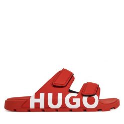 Klapki HUGO. Czerwone klapki męskie Hugo, bez wzorów, bez zapięcia. Za 309.99 zł.
