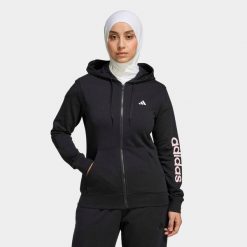 Bluza z kapturem damska ADIDAS fitness. Czarne bluzy damskie Adidas, m, bez wzorów, z materiału, sportowe, bez ramiączek, z kapturem. Za 199.99 zł.